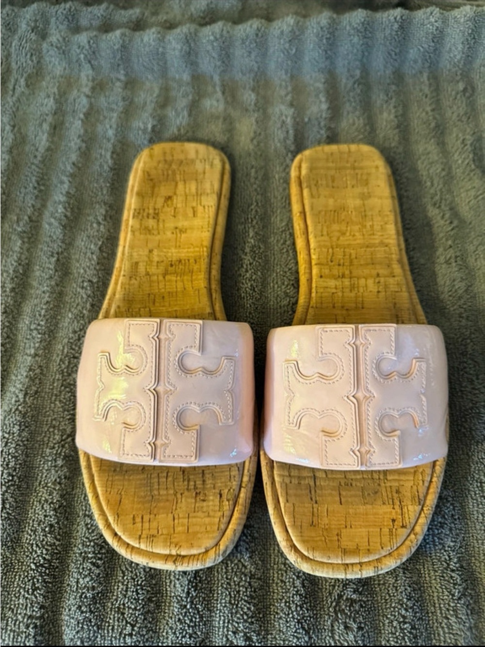 Tory Burch Pink Cork Wedge Slide Sandals